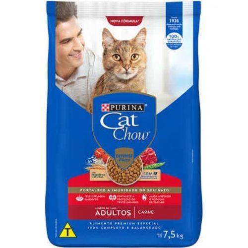 Ração Cat Chow para Gatos Adultos - Sabor Carne 7,5 Kg - Purina