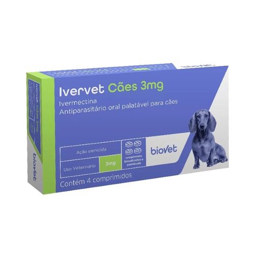 Ivervet Cães - 3mg até 15kg 4 Comprimidos