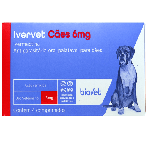 Ivervet Cães - 6mg até 30kg 4 Comprimidos