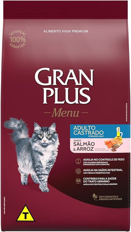 Ração Granplus Gato Castrado Salmão E Arroz