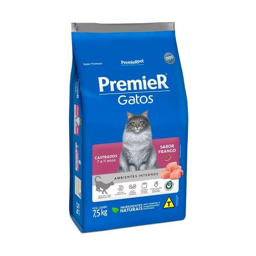 Ração Premier Gatos Castrados De 7 A 11 Anos – Frango - 7,5 Kg