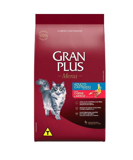 Ração Granplus Gato Castrado Carne E Arroz