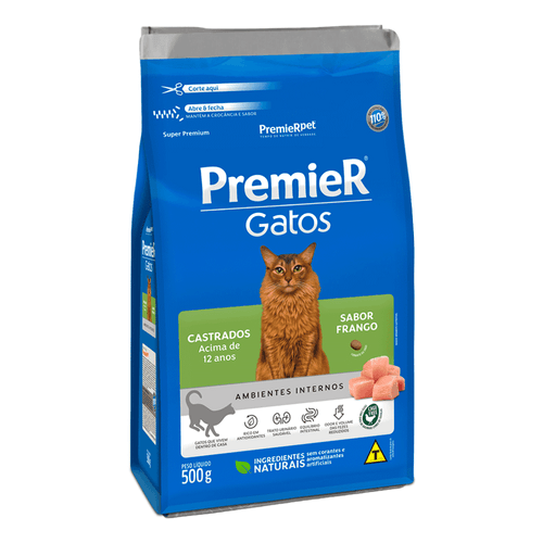 Ração Premier Ambientes Internos Para Gato Castrado +12 Anos 1,5Kg - 2033822