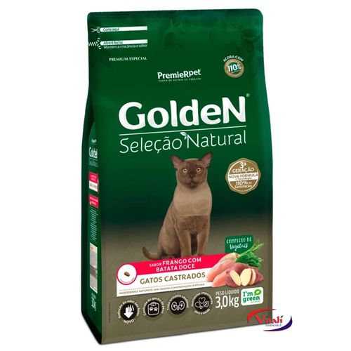 Ração Golden Seleção Natural Para Gato Castrado Sabor Batata Doce 3Kg - 2035030