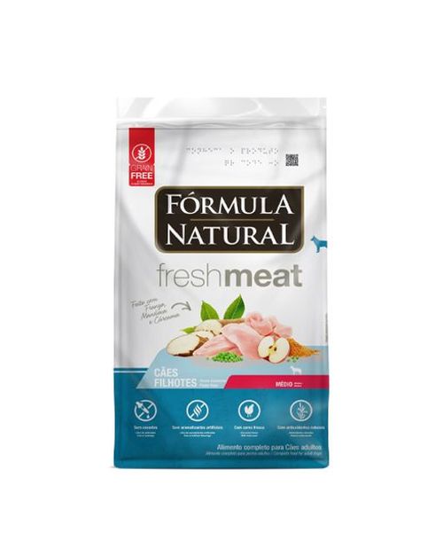 Ração Fresh Meat Cães Filhotes Portes Médio Sabor Frango - 12 Kg